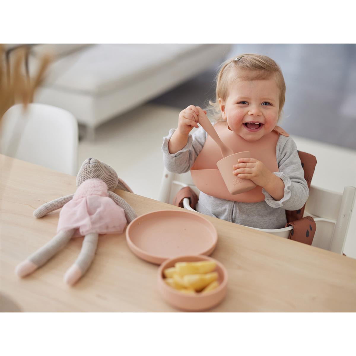 Silikonski set za hranjenje Pale Pink Jollein (4)